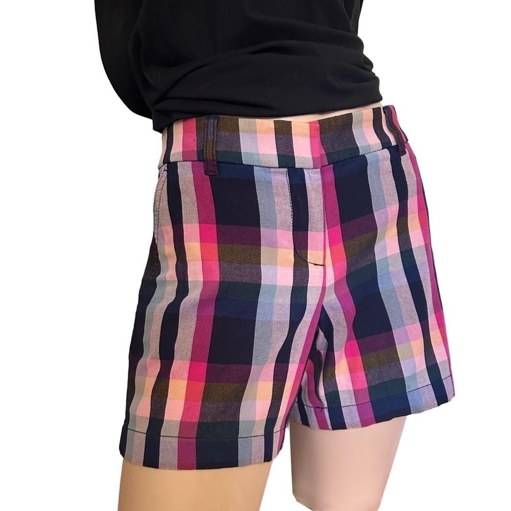 Re-Imagined Shorts by J. CREW 100% Cotton Bold Pastel Madras Plaid Classic NWOT